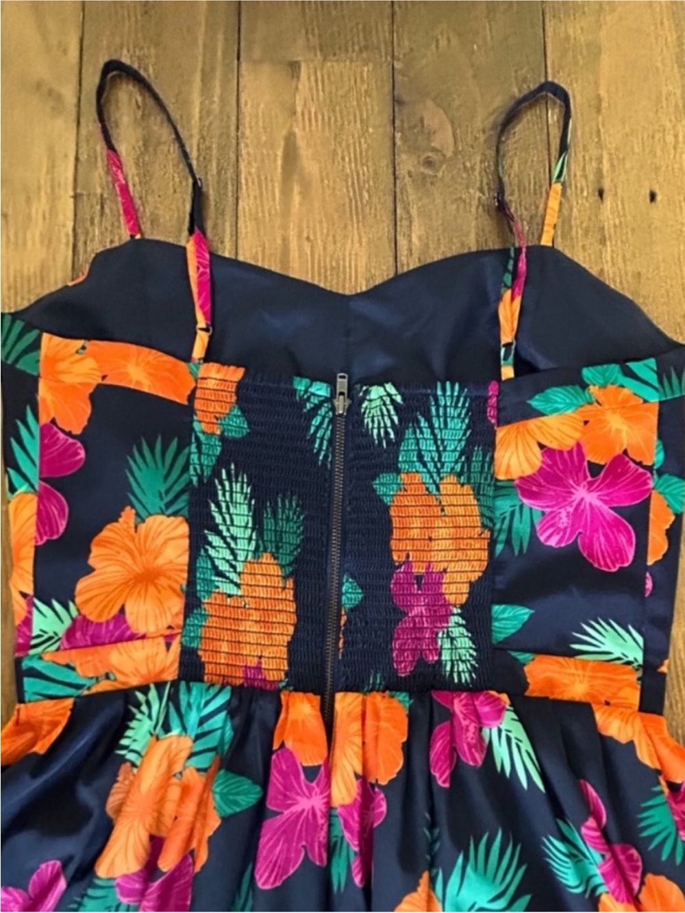 GAP Navy Floral Spaghetti-Strap Sundress with Orange & Pink Blooms - Picture 5 of 5